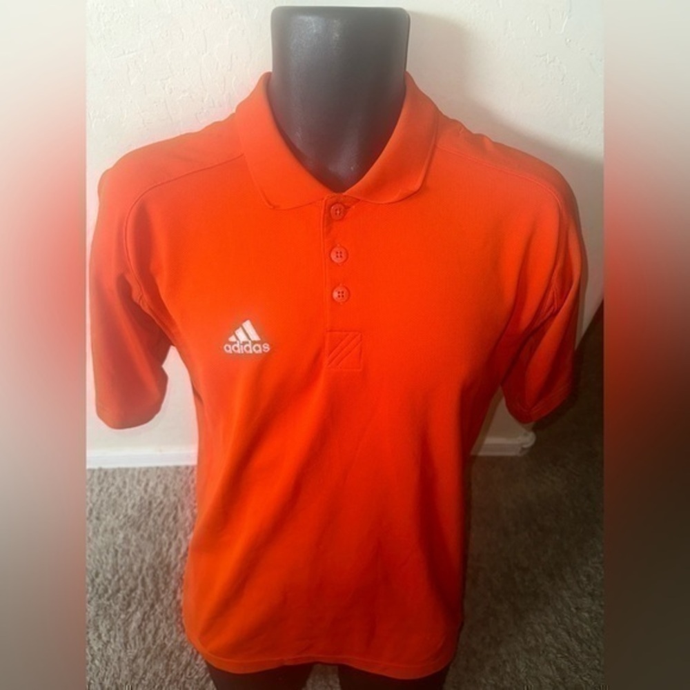 Men’s used adidas size L large polo golf shirt orange